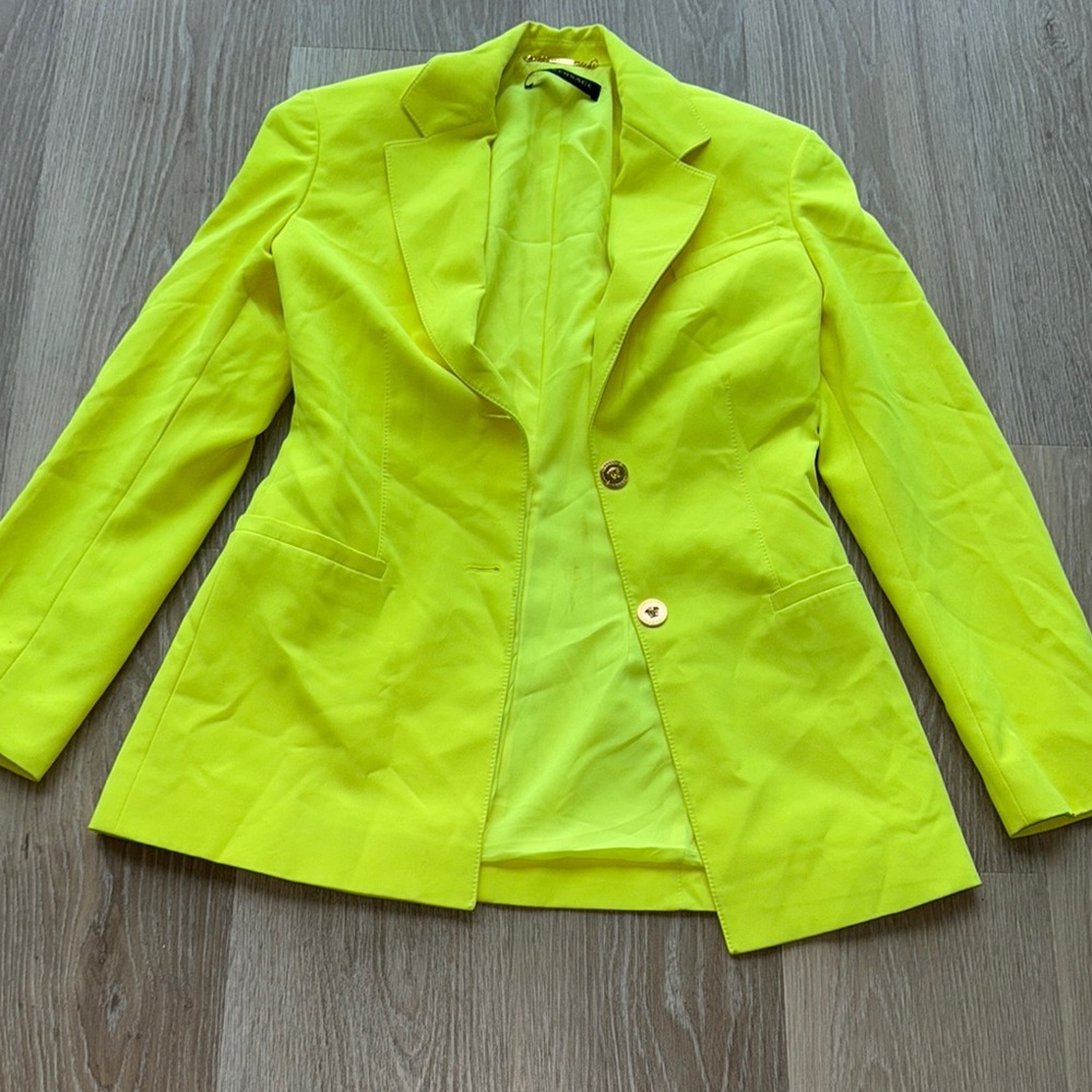 Versace Yellow Blazer High-Visibility Suit Jacket